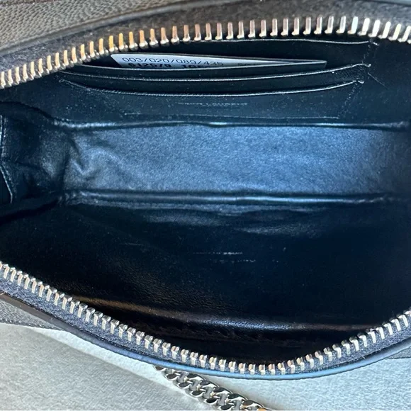 YSL Mini Lou Grain de Poudre Matelasse Monogram Bag Black Silver - Picture 6 of 6